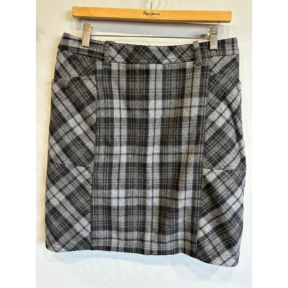 Eddie Bauer Plaid Pencil Skirt Wool Blend Womens Size 8 Tall Office Career - Picture 1 of 4
